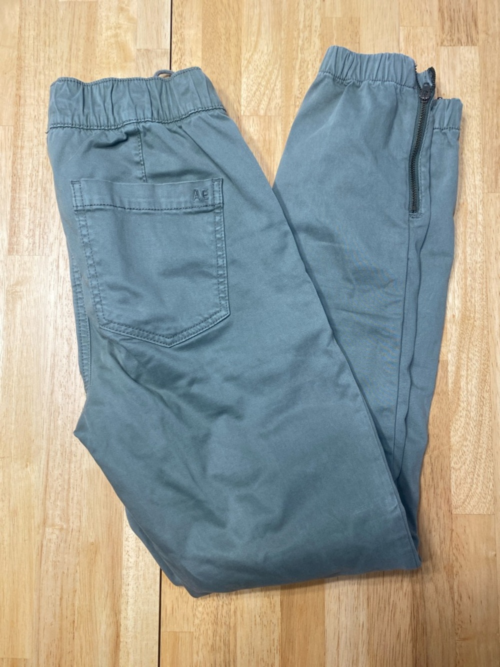 American Eagle Outfitters Olive Drawstring Stretch Pant Size 4 Ankle Zip